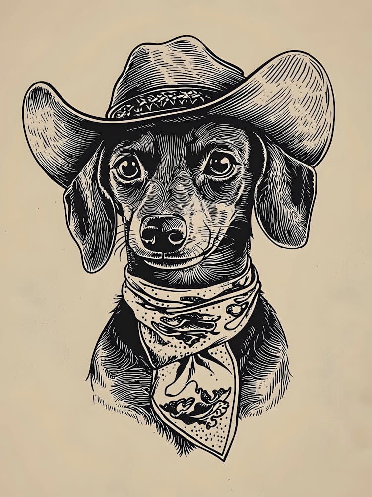 Dachshund In Cowboy Hat 1