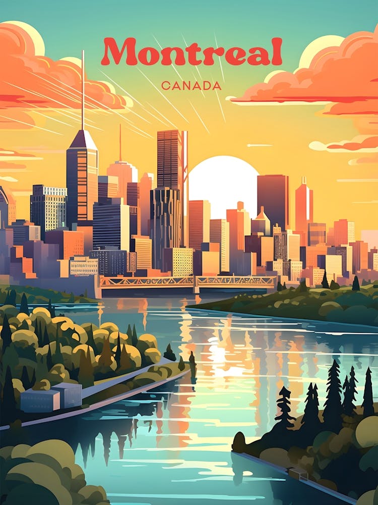 Montreal Canada Sunset Travel Art