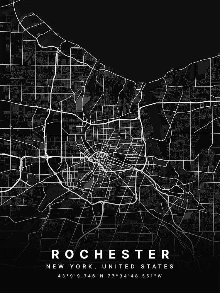 Rochester New York USA Black Map
