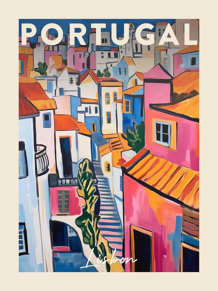 Lisbon Portugal 1 Fauvist Painting  Travel Poster