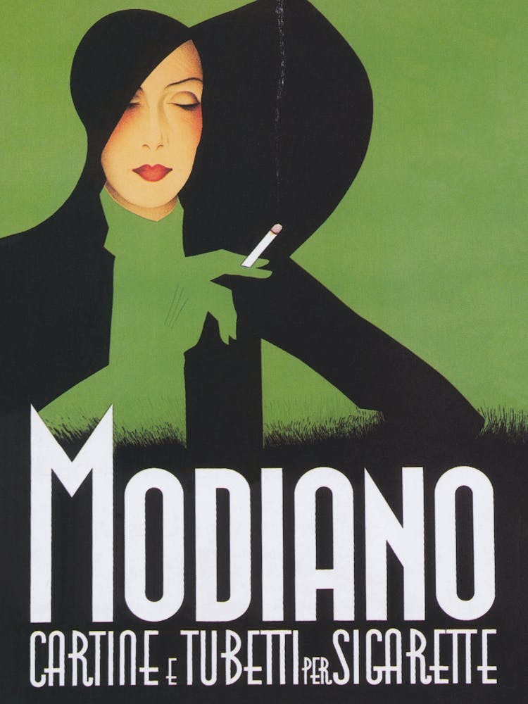 Modiano Woman Smoking a Cigarette Vintage Poster