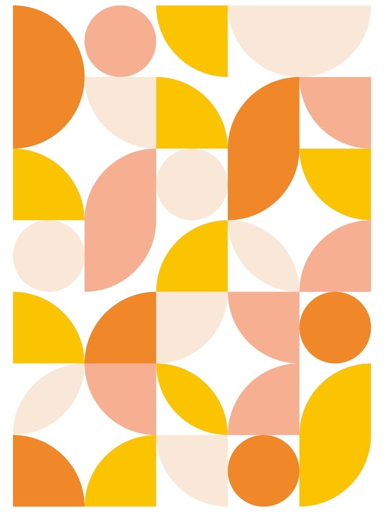 Mid Century Modern Abstract 26 Peach, Orange, Yellow