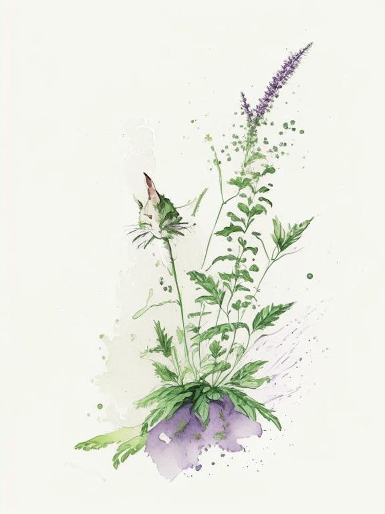 Catnip Herb Minimalist Watercolour