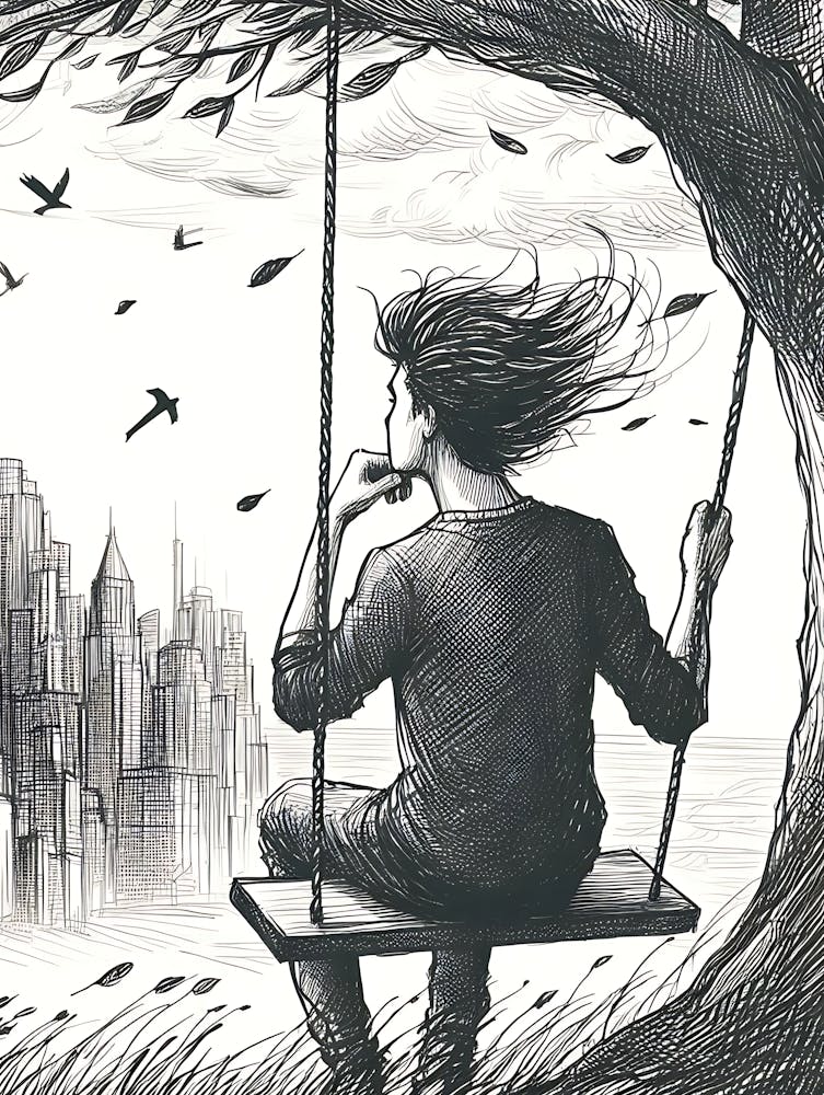 Moody Man on Swing Sketch 7