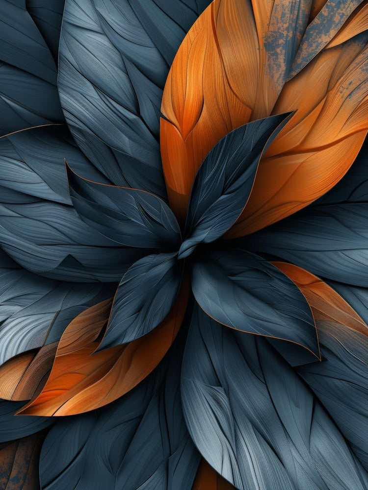 Abstract Blue And Orange Leaves