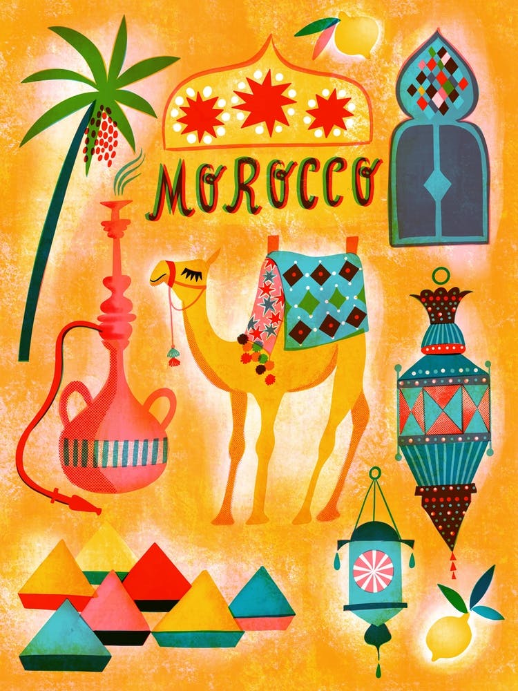 Screenprint Vintage Travel Morocco
