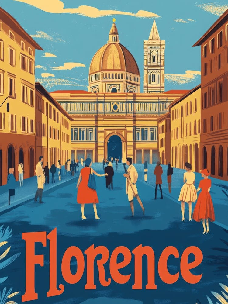 Aihrgdesign A Retro Travel Poster For Florence Featuring The 7