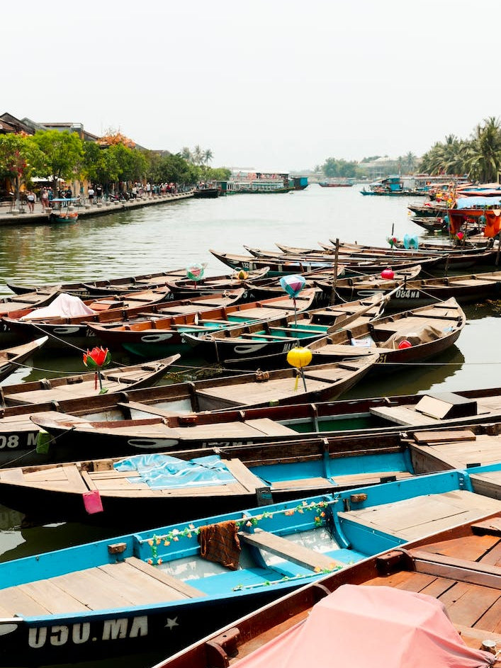 Boats With Laterns In Hoi An Vietnam