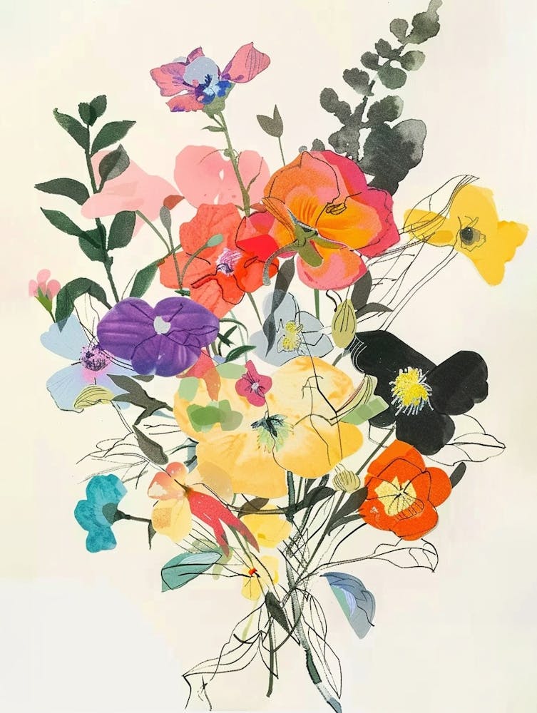 Portulaca 3 Collage Flower Bouquet