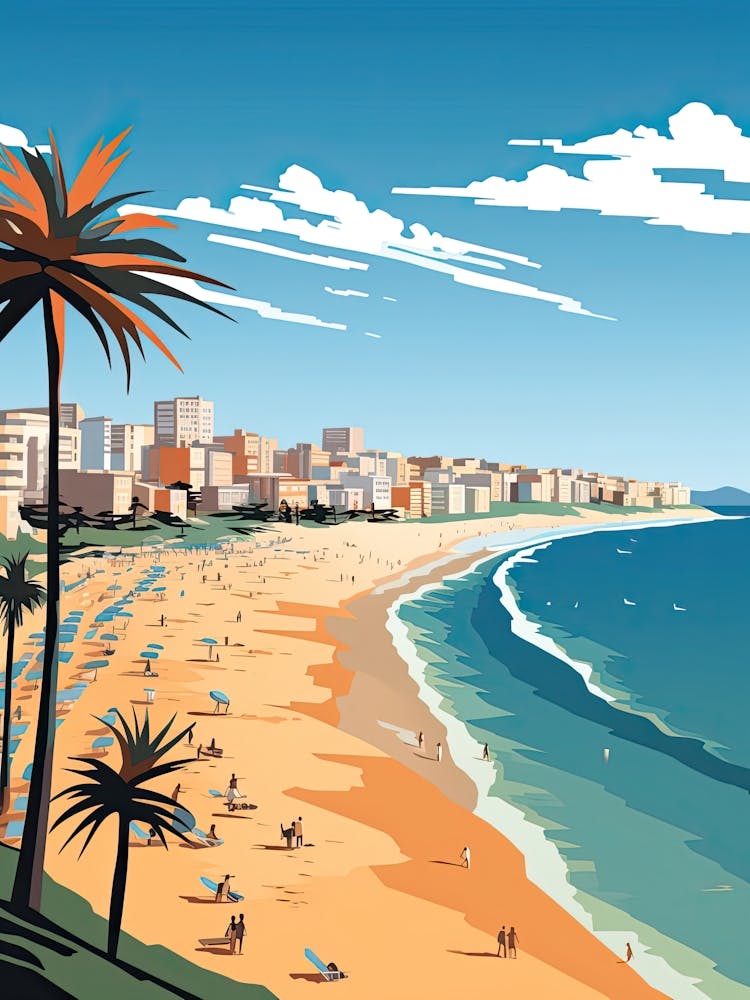 Bondi Beach, Australia, Flat Illustration 1