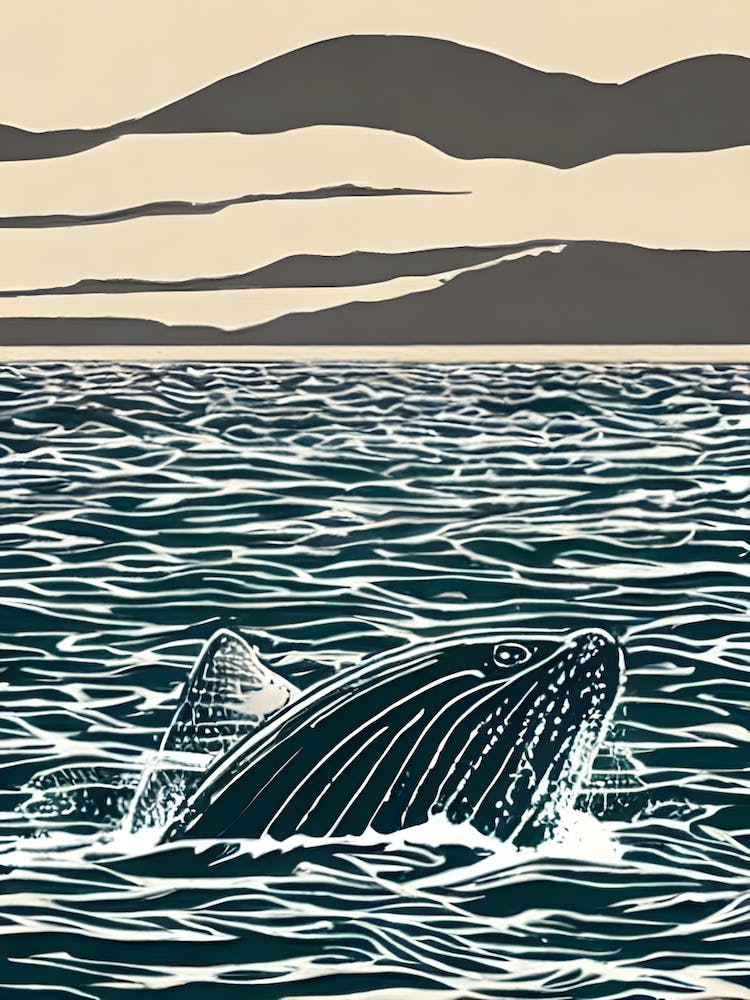 Gray Whale Linocut
