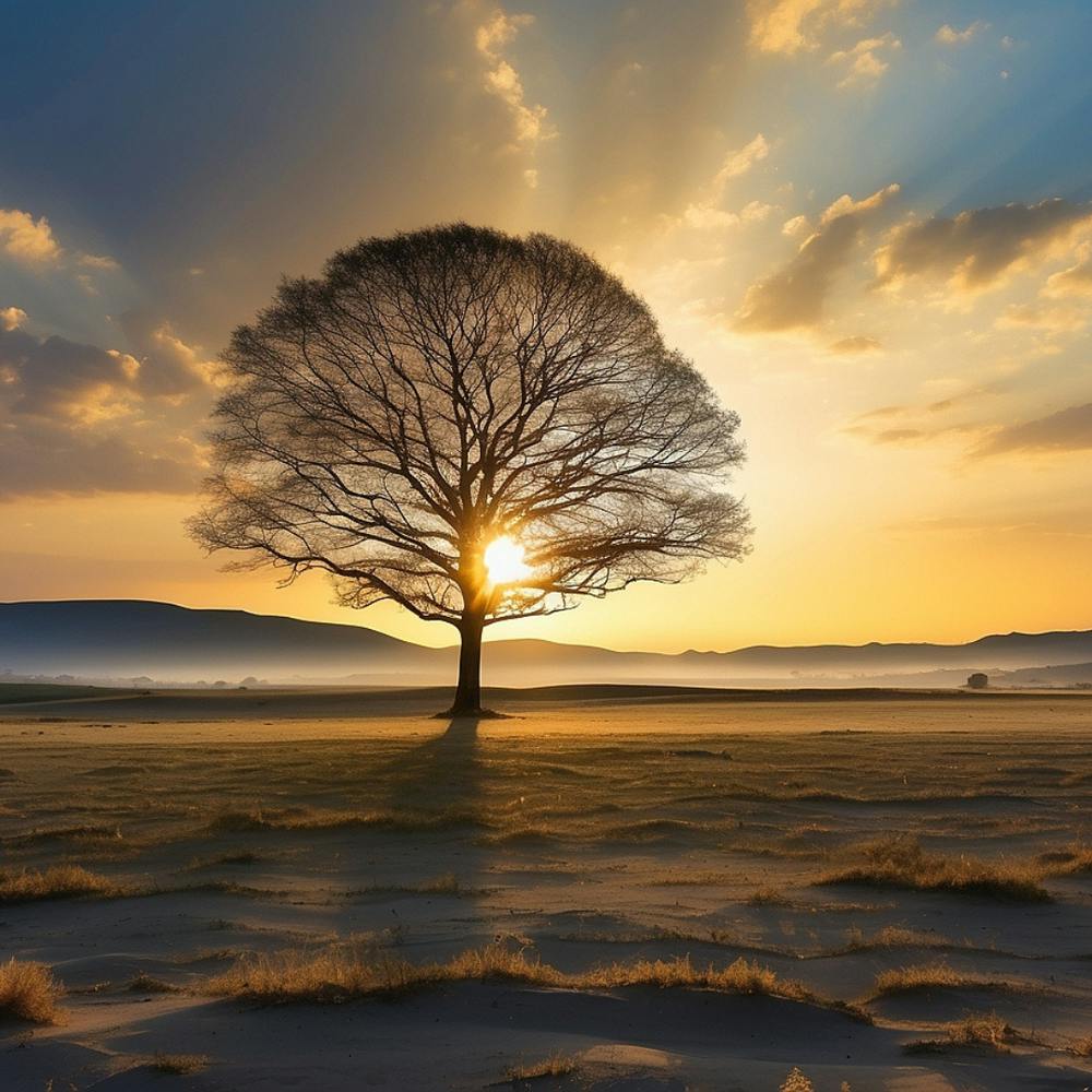 Lone Tree At Sunrise