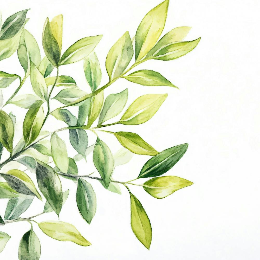 Watercolor Of Green Leaves 2