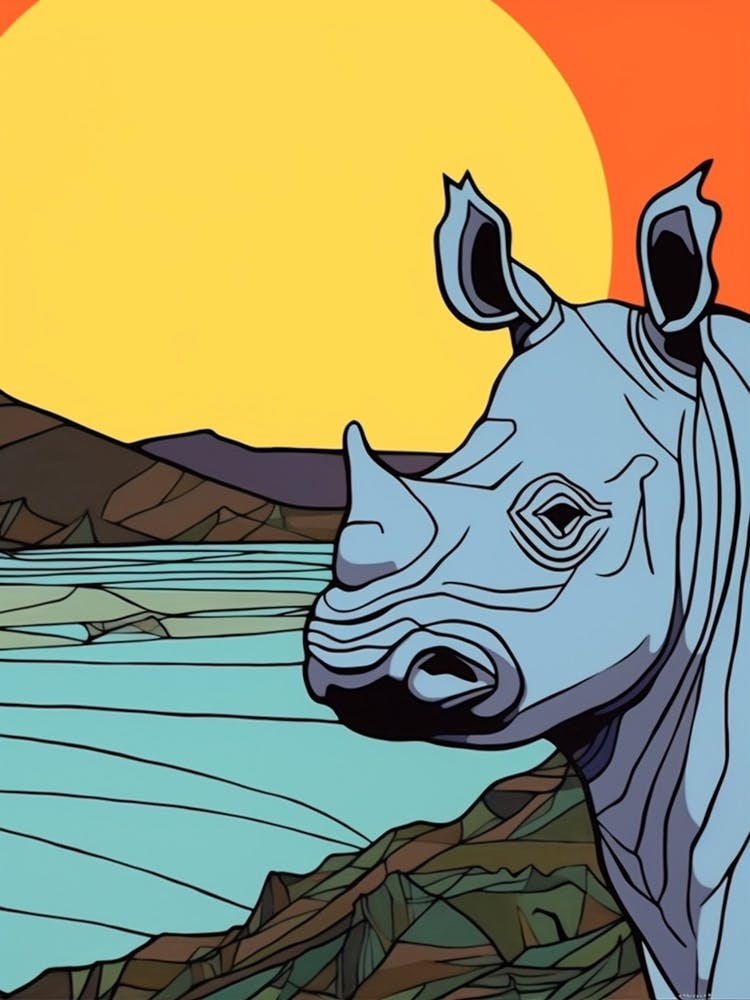 Geometric Line Rhino Portrait 3