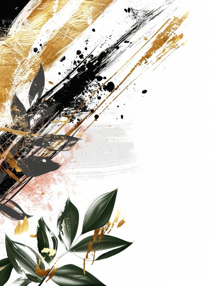 Abstract Background With Gold Leaves