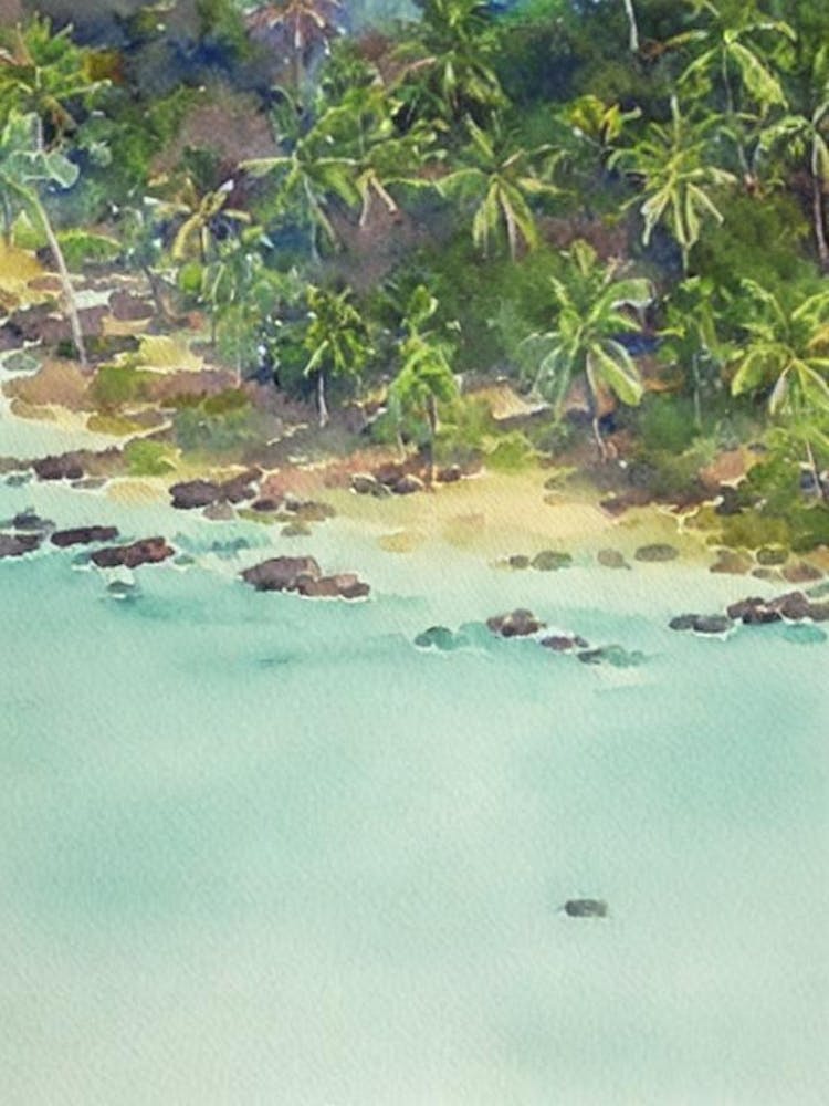 Andaman And Nicobar Islands India Watercolour Tropical Destination
