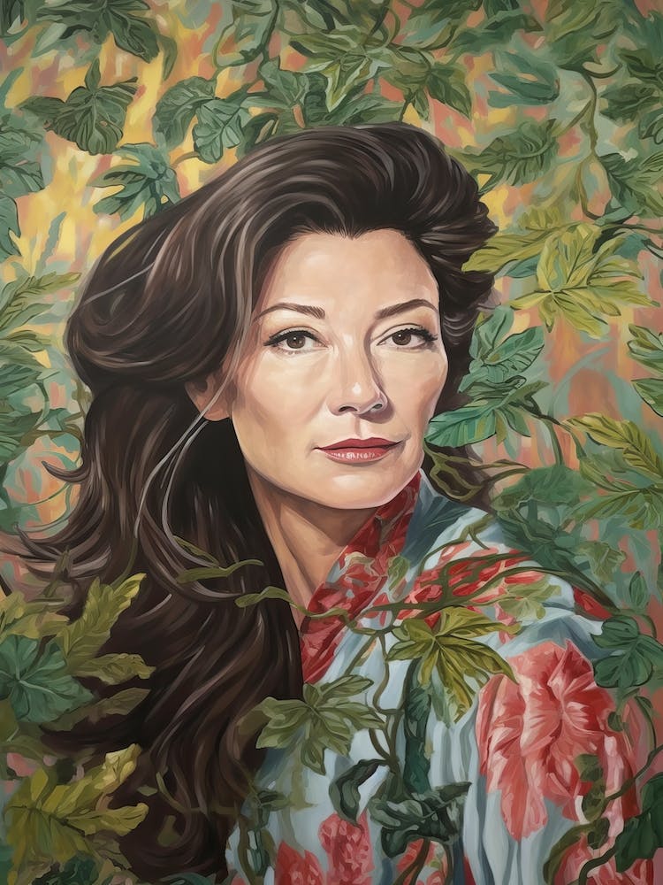 Portrait Floral Peint à la Main de Michelle Yeoh 3