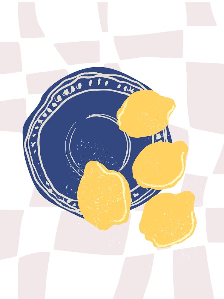 Food Illustration Lemons Preppy Contemporary Kitchen