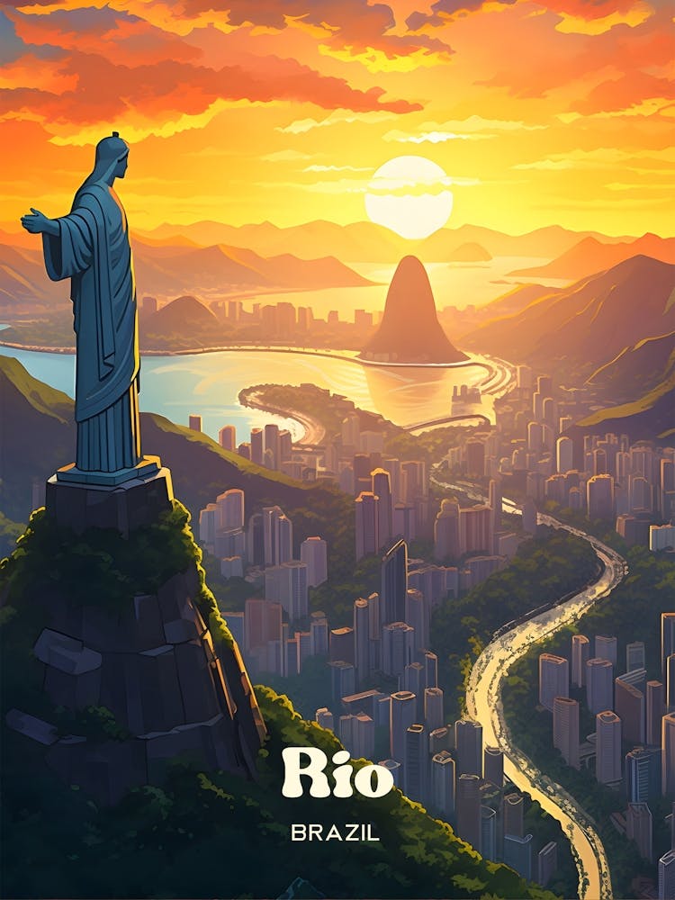 Rio Brazil Christ The Redeemer Travel Art