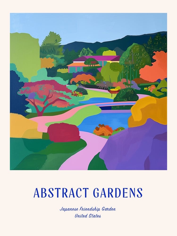 Colourful Gardens Japanese Friendship Garden Usa 4 Blue Poster