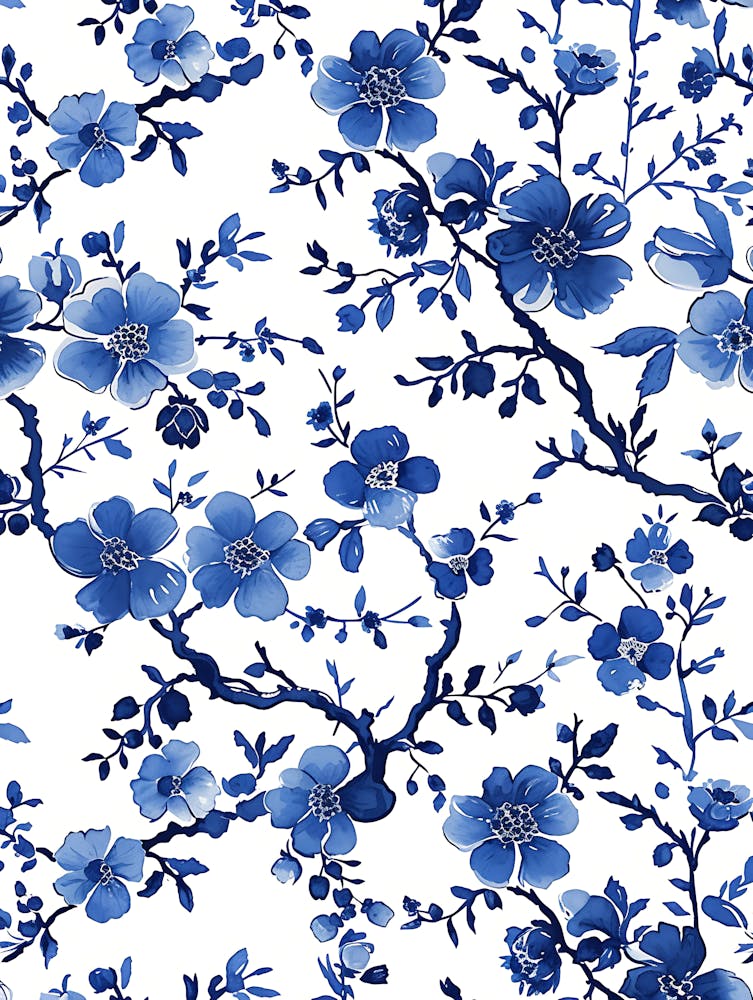Blue And White Floral Pattern 7