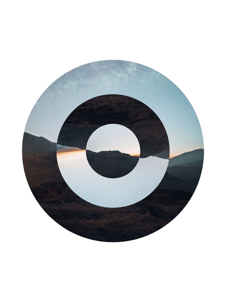 Abstract Circle Sunset Landscape