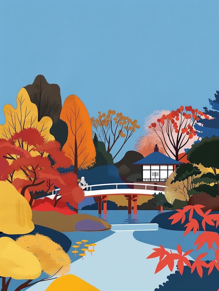 Hiraizumi Temple Japan 1 Colourful Illustration