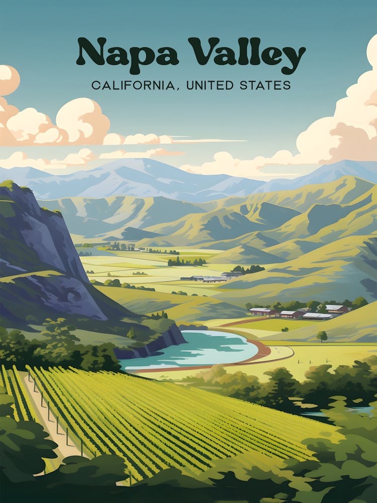 Napa Valley California United States Hillside Travel Art