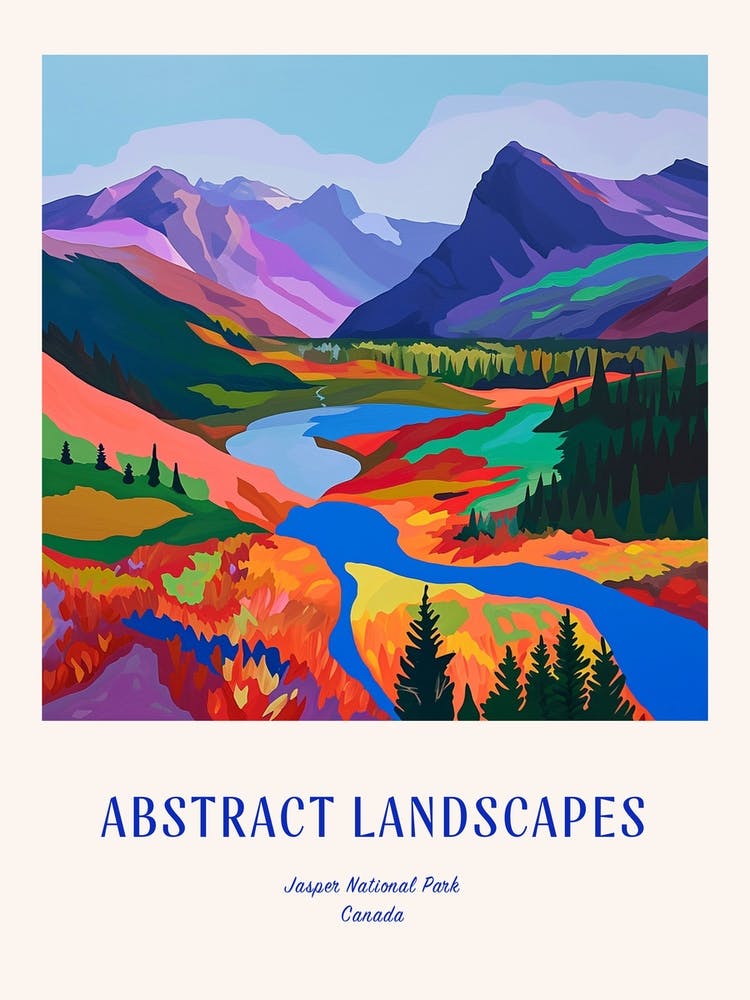 Colourful Abstract Jasper National Park Canada 5 Poster Blue