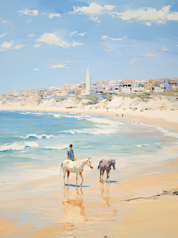 Horse Painting In Bondi Beach Post Impressionism Style 4