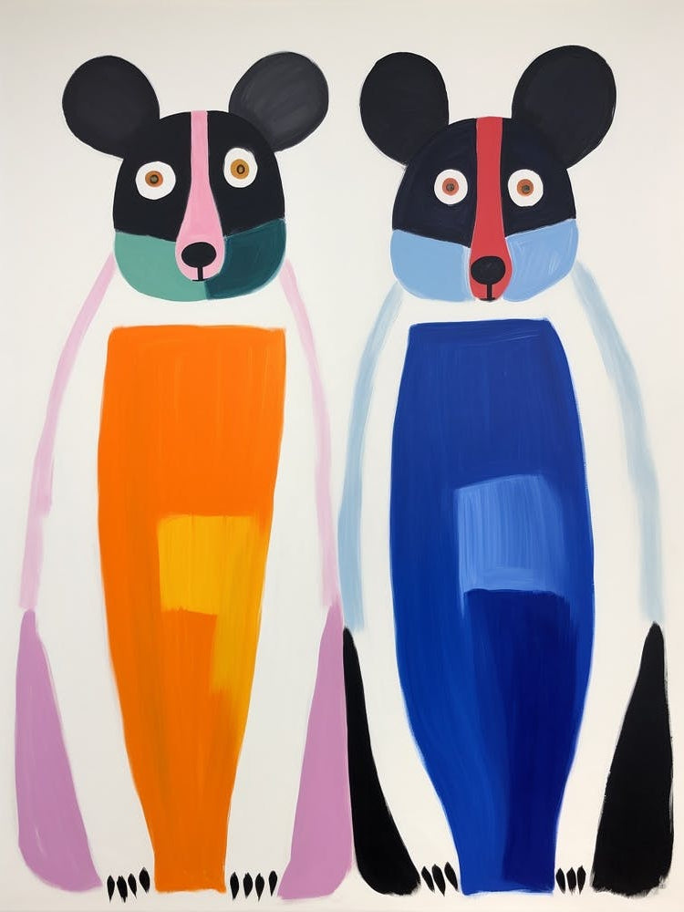 Colourful Kids Animal Art Lemur