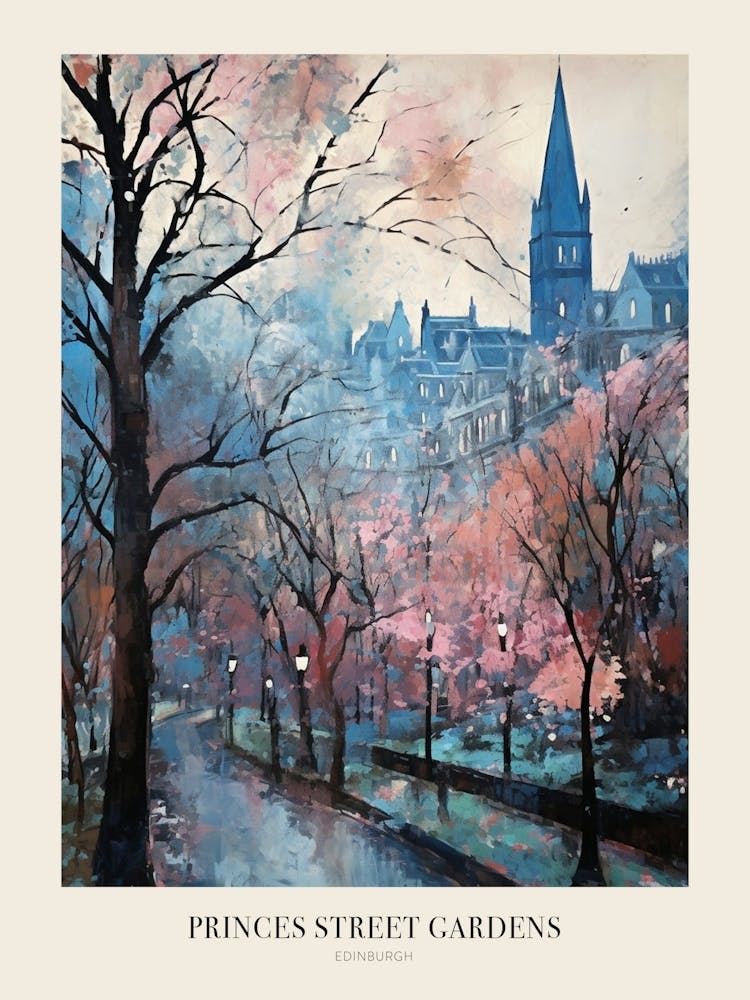 Winter City Park Poster Princes Street Gardens Edinburgh Scotland 4