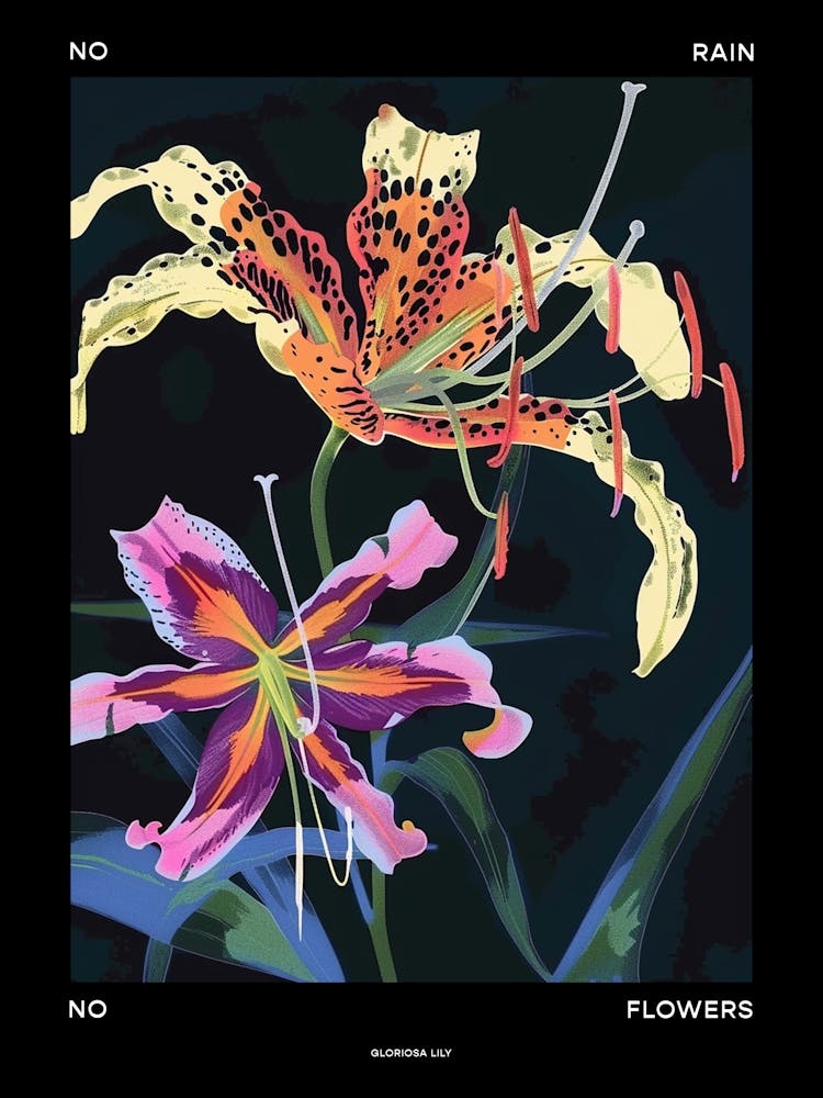 No Rain No Flowers Poster Gloriosa Lily 1
