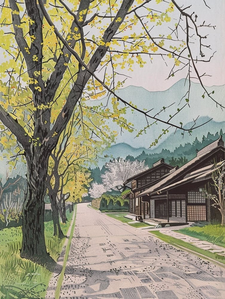 Karuizawa Japan 3 Retro Illustration