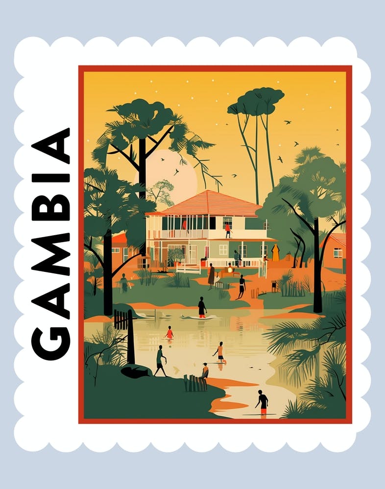 Gambia 2 Travel Stamp Poster
