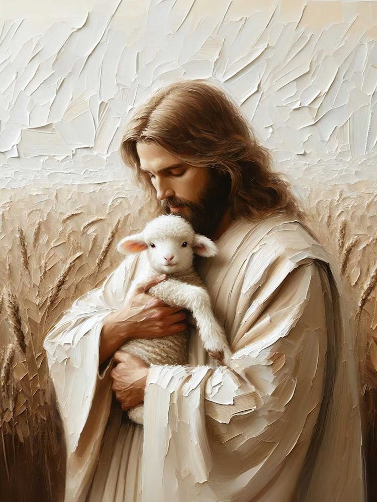 Jesus And Baby Lamb, Christian Art, Jesus Christ With Lamb, Jesus Painting, Lds Art, Bible Painting, Scripture Wall Art, Leave The 99 Art