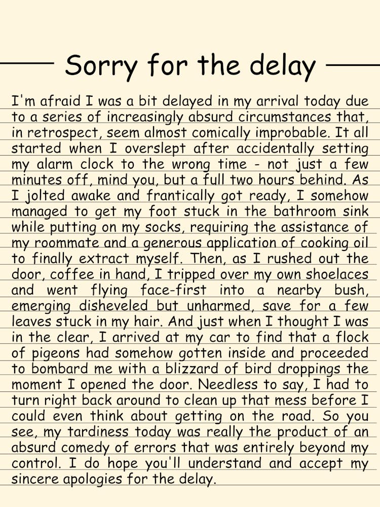 Sorry For The Delay