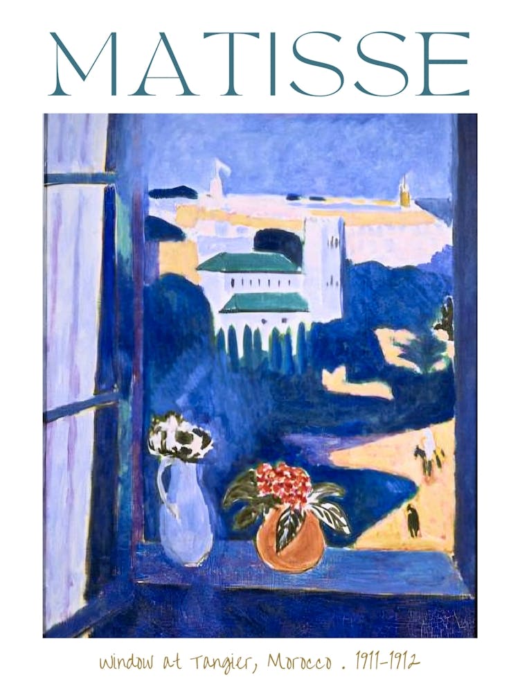 Matisse Landscape Viewed From a Window 1911-1912 Window at Tangier, Morocco or La Fenêtre à Tanger, Paysage vu d'une fenêtre by Henri Matisse HD Mid Century Perfect Artwork Poster Print Vibrant High Resolution