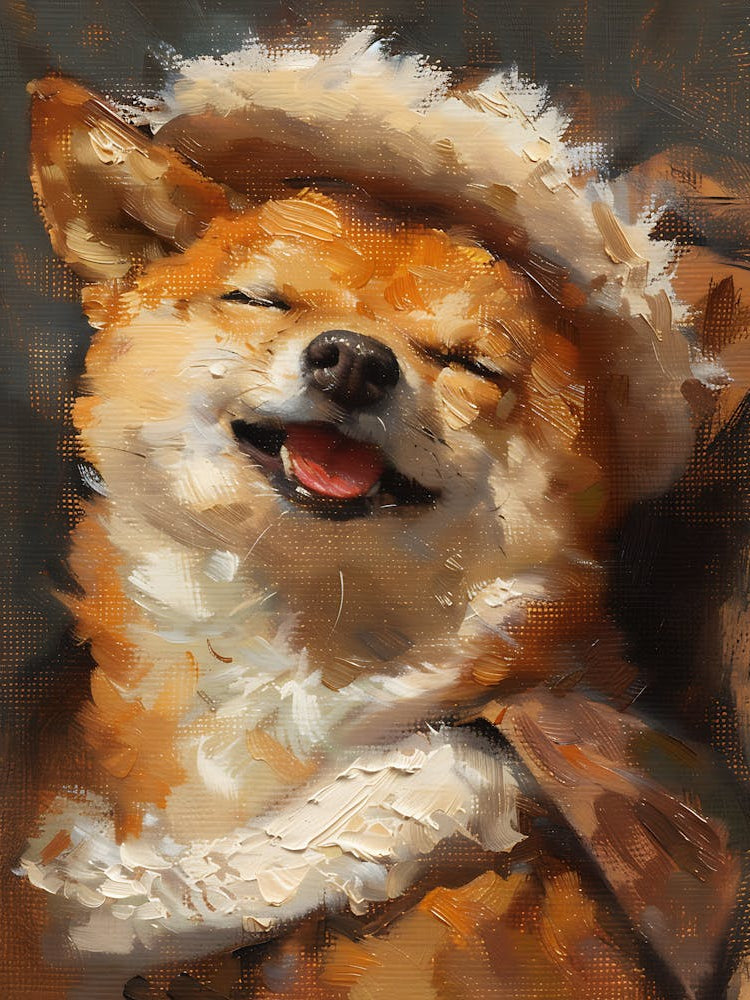 Oil Painting Smiling Shiba Inu 11