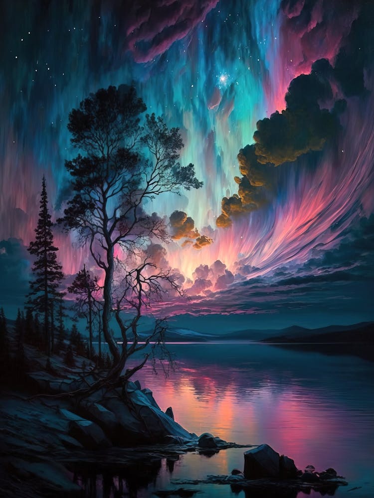 Aurora Borealis - Pink and Blue