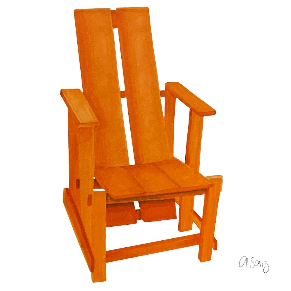 Orange Wood Chair 2