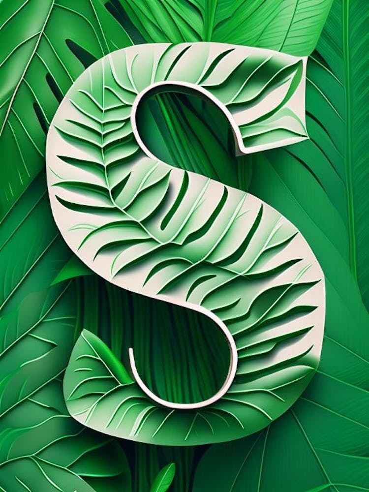 S, Letter, Alphabet Jungle Leaf 2