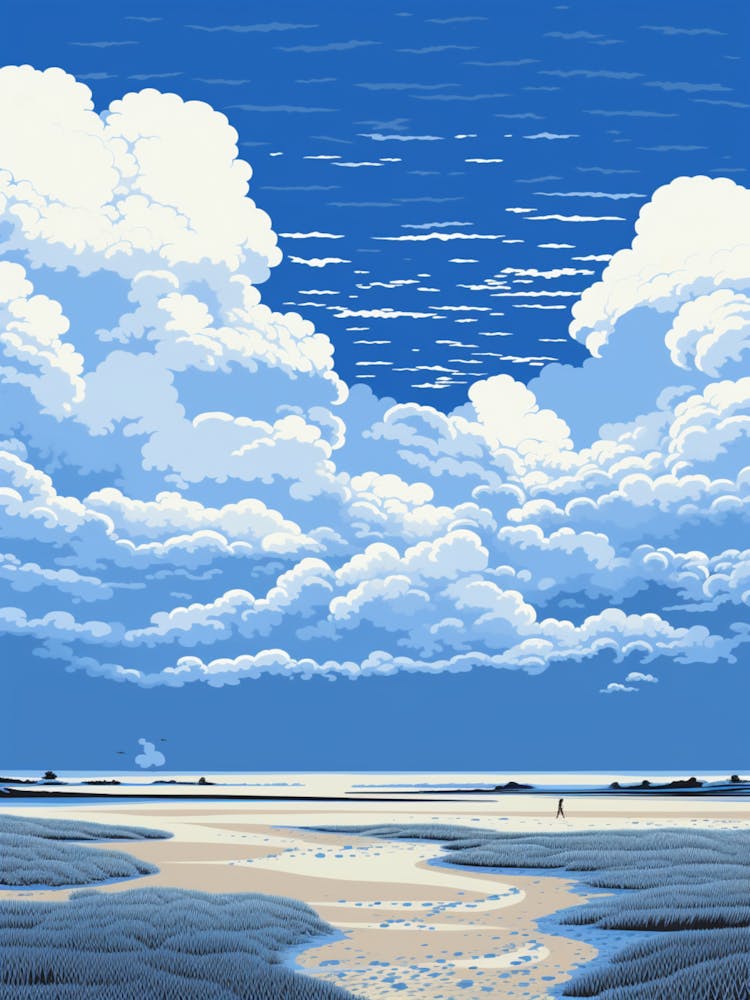 A Screen Print Of Holkham Bay Beach Norfolk 1