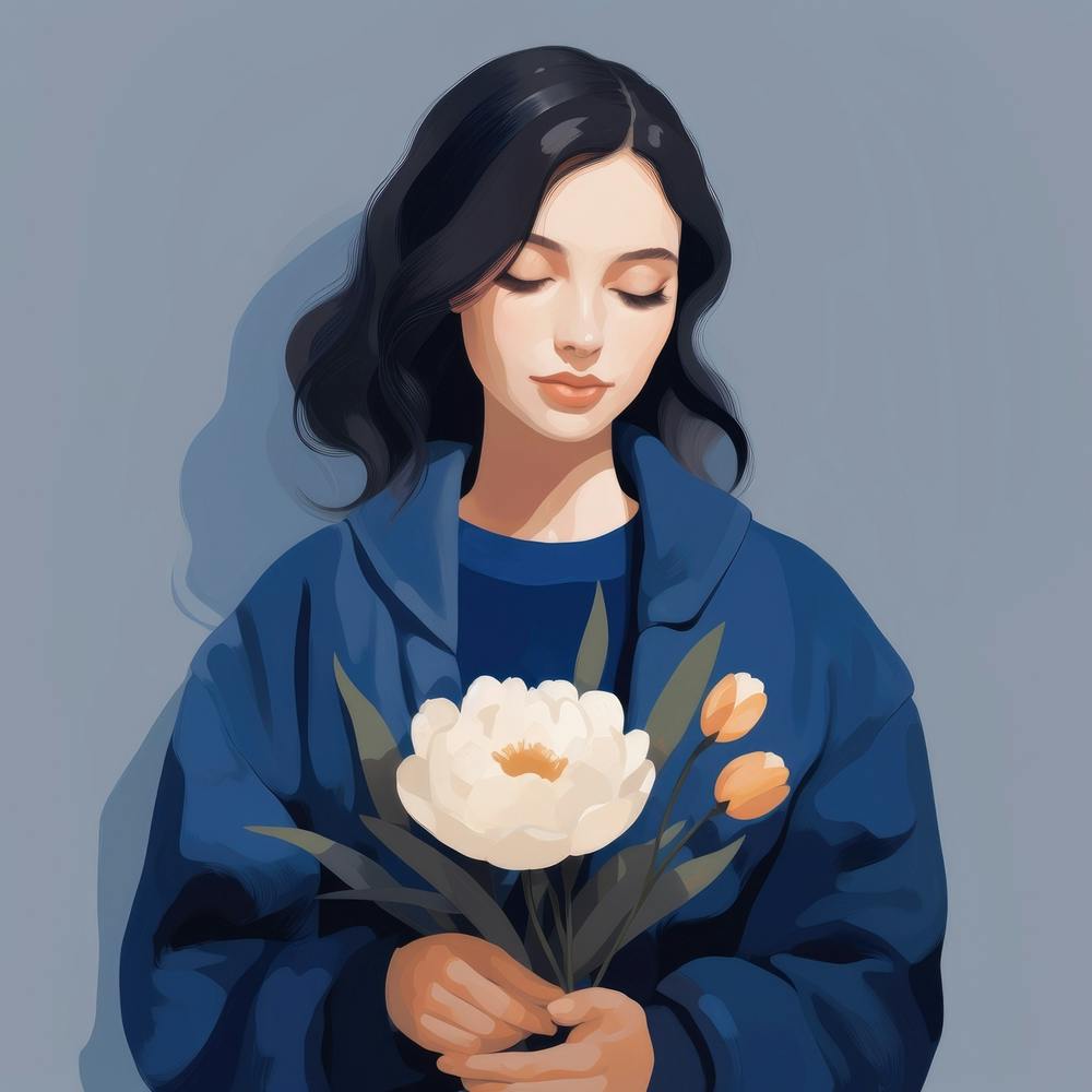 Girl Holding Flowers 1