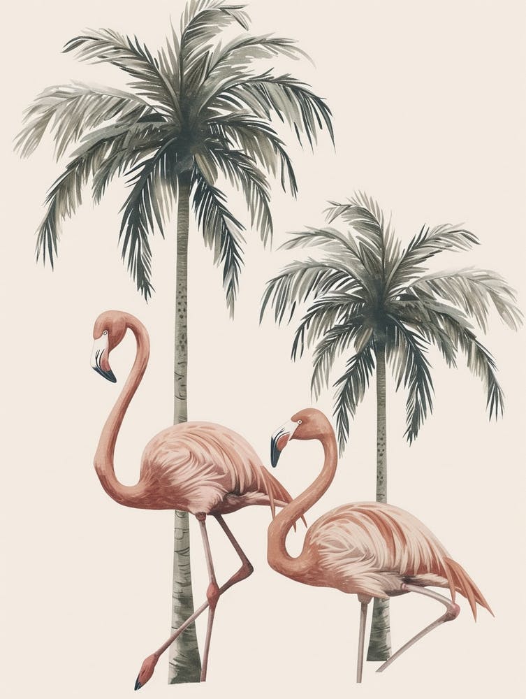 Jamess Flamingo And Palm Trees Minimalist Illustration 4