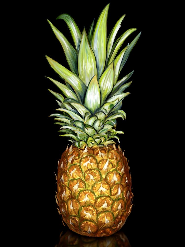 A pineapple on black background.