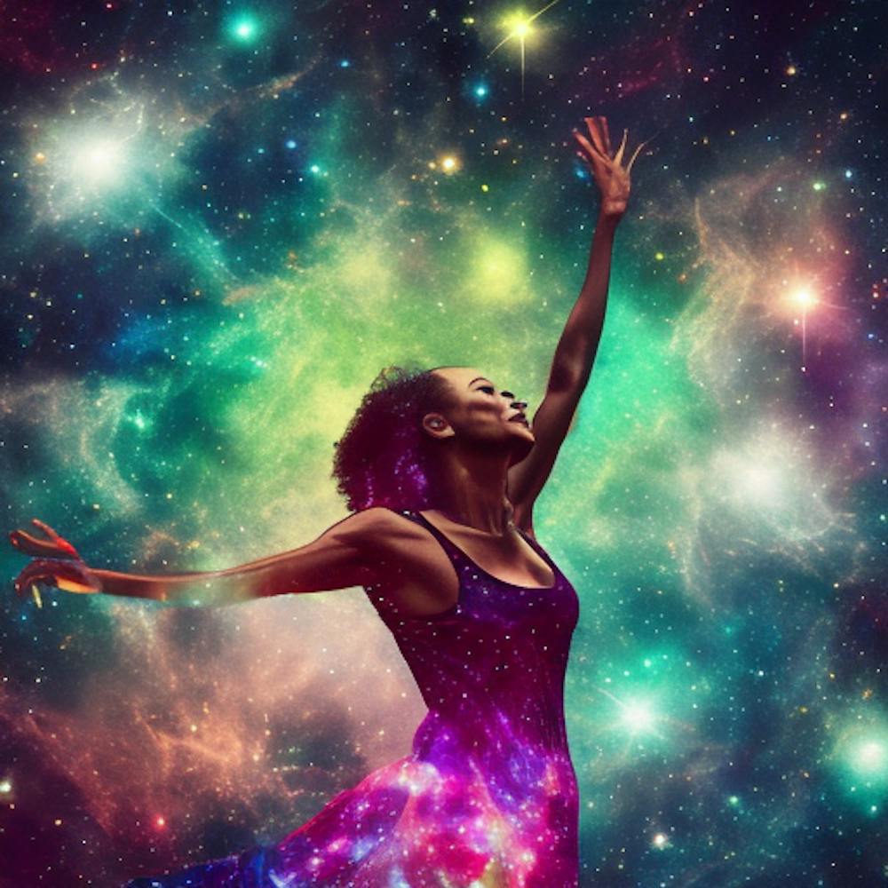 Woman In Space With Arms Outstretched