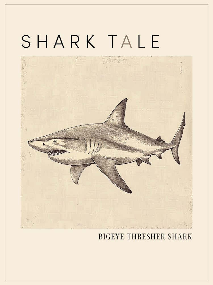 Bigeye Thresher Shark Vintage Illustration 4 Poster