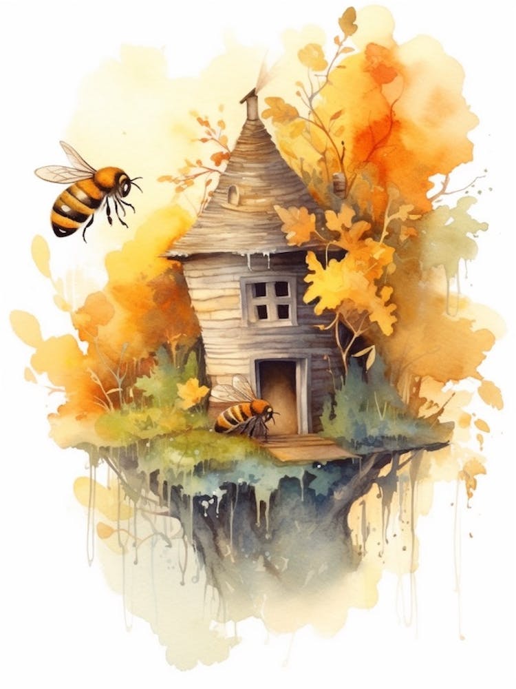 Bee Venom Bee Beehive Watercolour Illustration 1