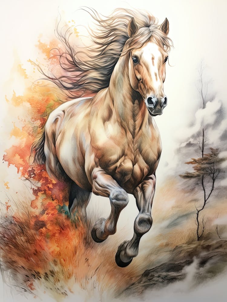 A Horse Painting In The Style Of Blending 4